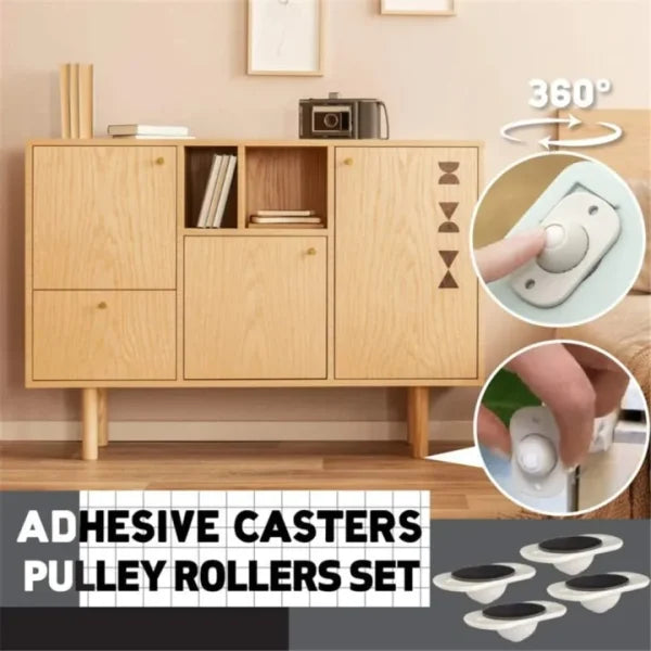 Furniture Moving Wheel [4 Pcs] | Stainless Steel Mini Swivel Wheels With 360 Degree Rotation For Bins Storage Box